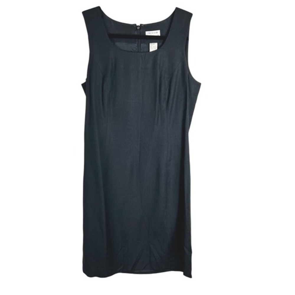 Preview Collection Black Linen Blend Square Neck Shift Dress Size 10
